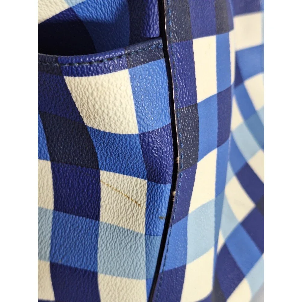Kate Spade New York Grove Street Kaylie Plaid Diaper Bag Blue White Travel Bag